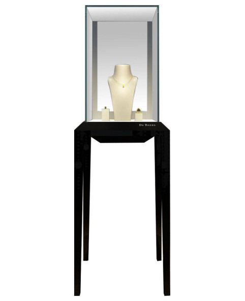 Vetrine di lusso nere lucide per gioielli Tavolo espositore per gioielli con piano in vetro
